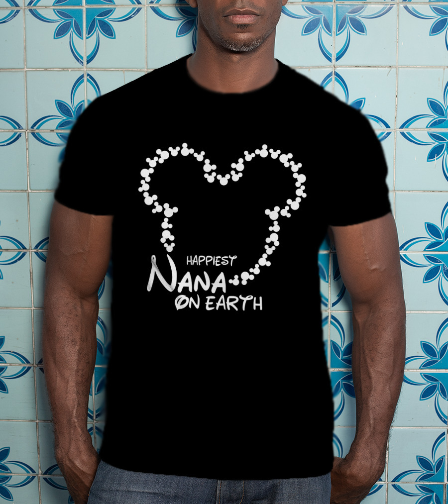 Happiest Nana On Earth Disney Mickey Mouse Ears Heart T-Shirt