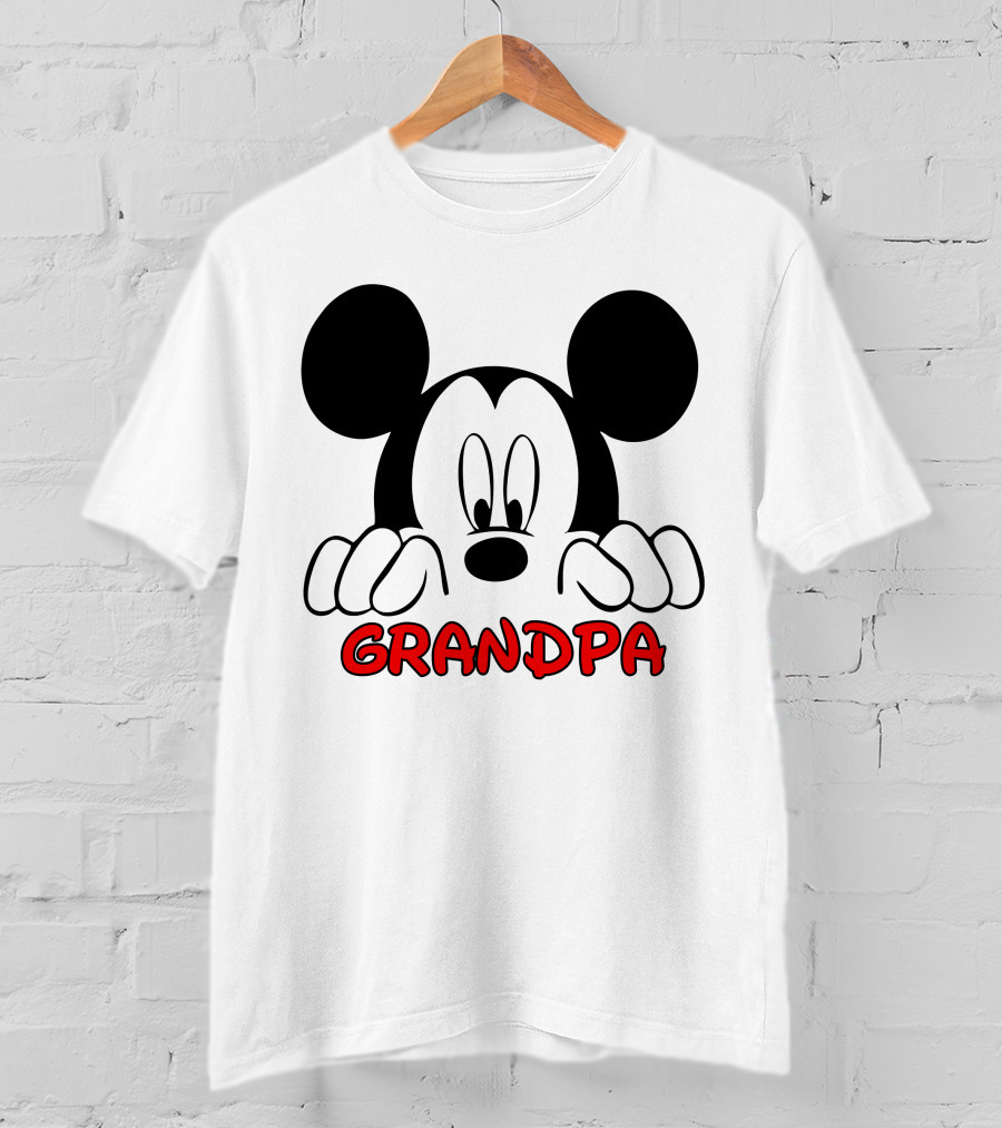 Mickey Mouse Peeking Grandpa T-Shirt