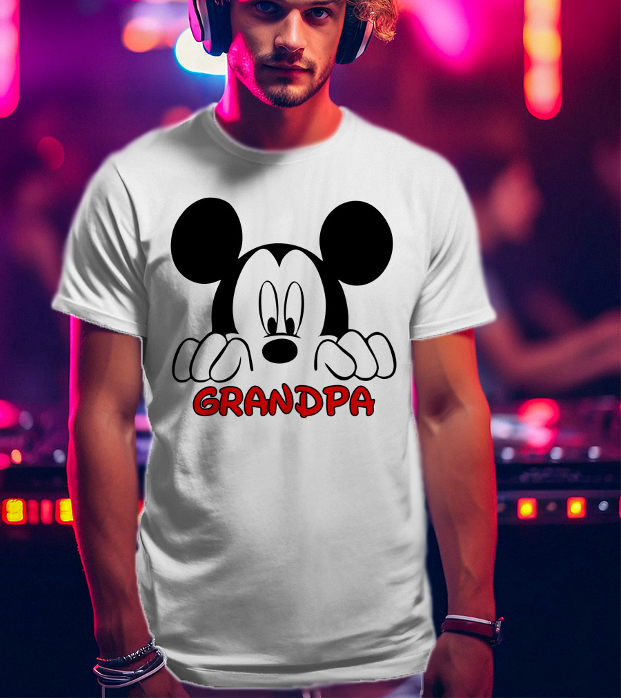 Mickey Mouse Peeking Grandpa T-Shirt
