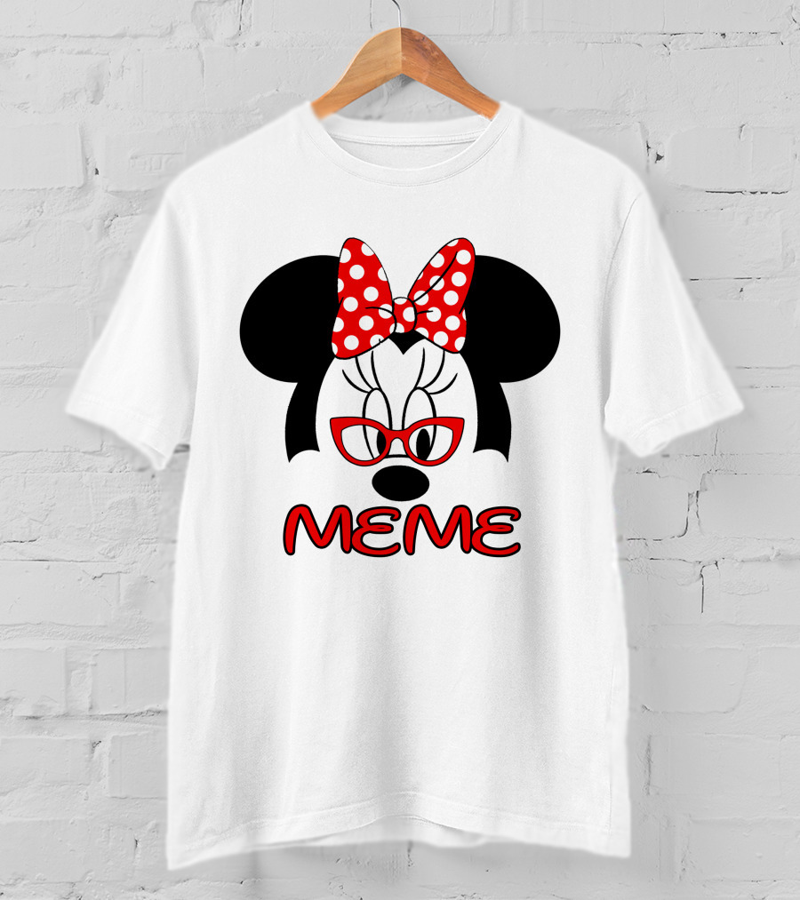 Minnie Meme Red Glasses Bow Dots T-Shirt