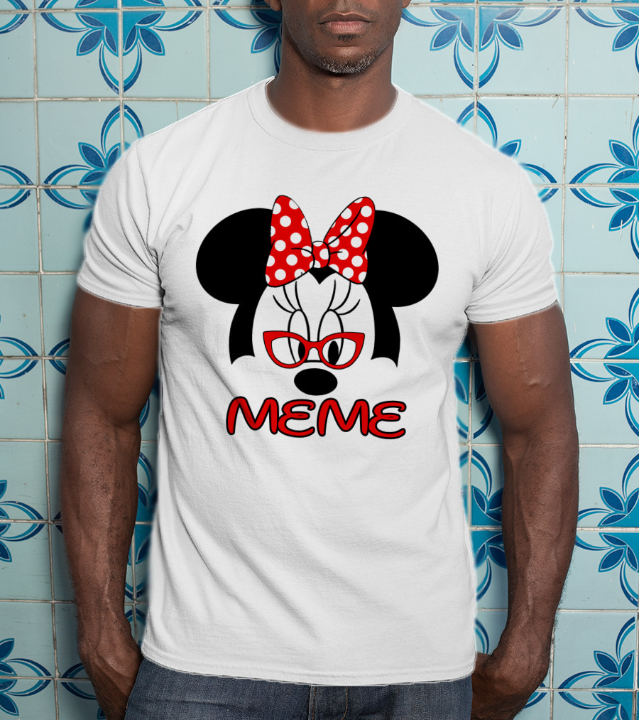 Minnie Meme Red Glasses Bow Dots T-Shirt