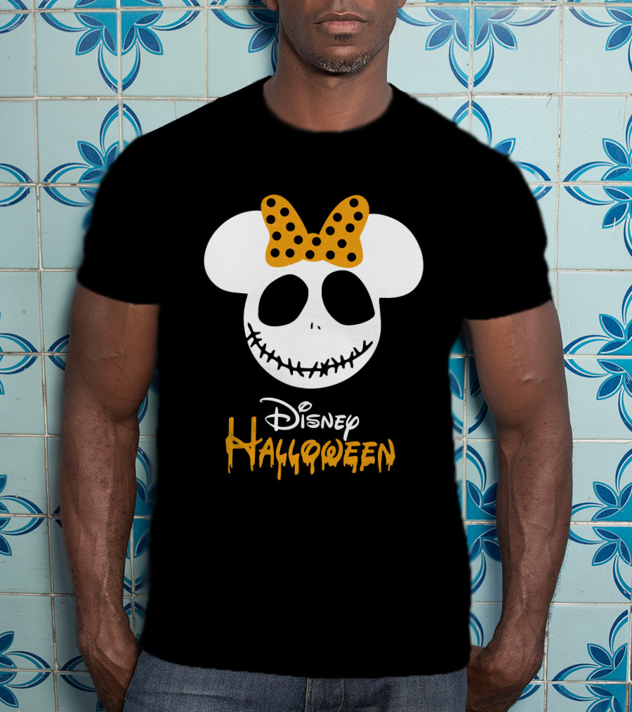 Disney Halloween Minnie Mouse Skull Bow T-Shirt