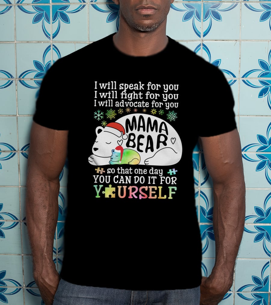 I Will Speak Fight Advocate Mama Bear Autism Puzzle T-Shirt