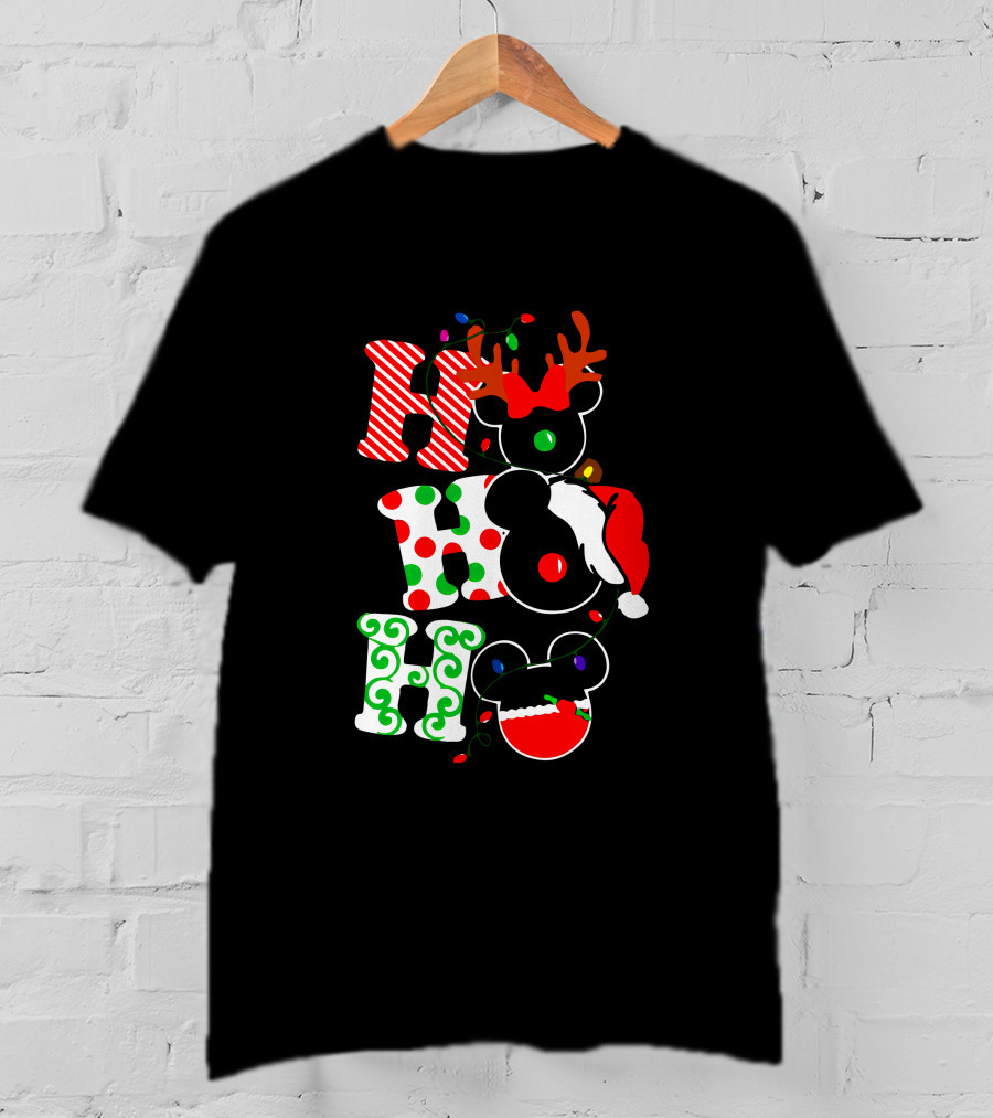 Ho Ho Ho Christmas Mickey Reindeer Santa T-Shirt