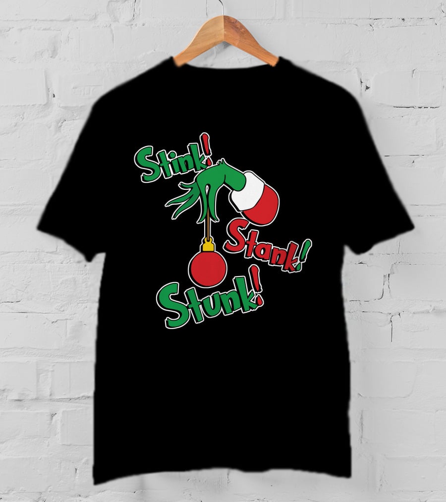 Stink Stank Stunk Grinch Hand Holding Christmas T-Shirt
