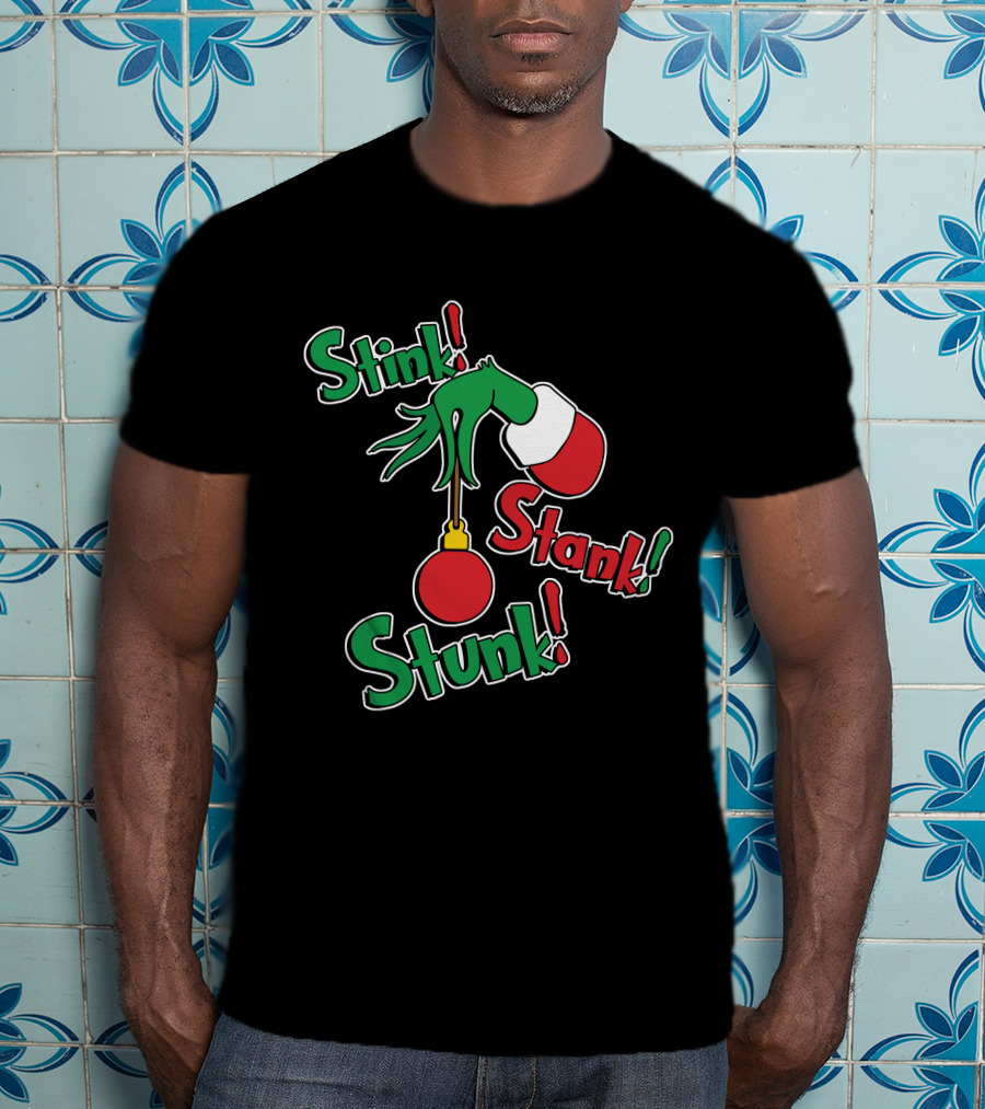 Stink Stank Stunk Grinch Hand Holding Christmas T-Shirt