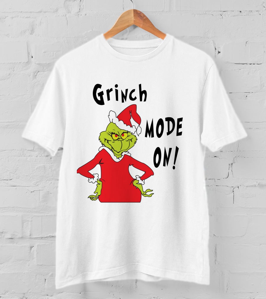 Grinch Mode On Santa Hat Red T-Shirt
