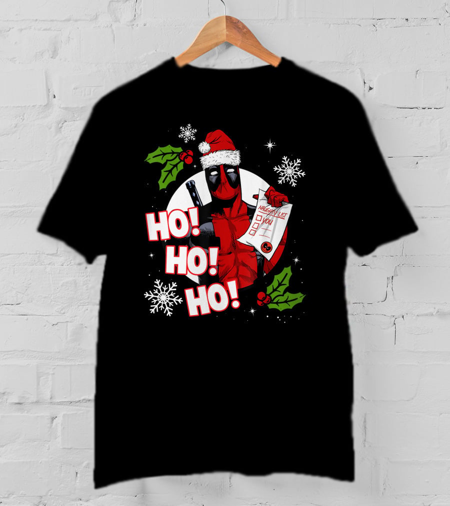 Deadpool Naughty List Ho Ho Ho Christmas T-Shirt