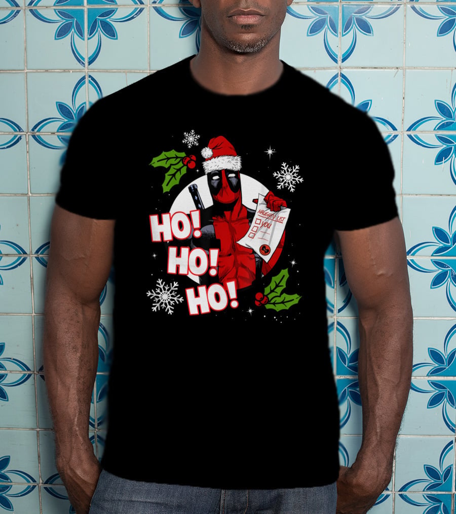 Deadpool Naughty List Ho Ho Ho Christmas T-Shirt