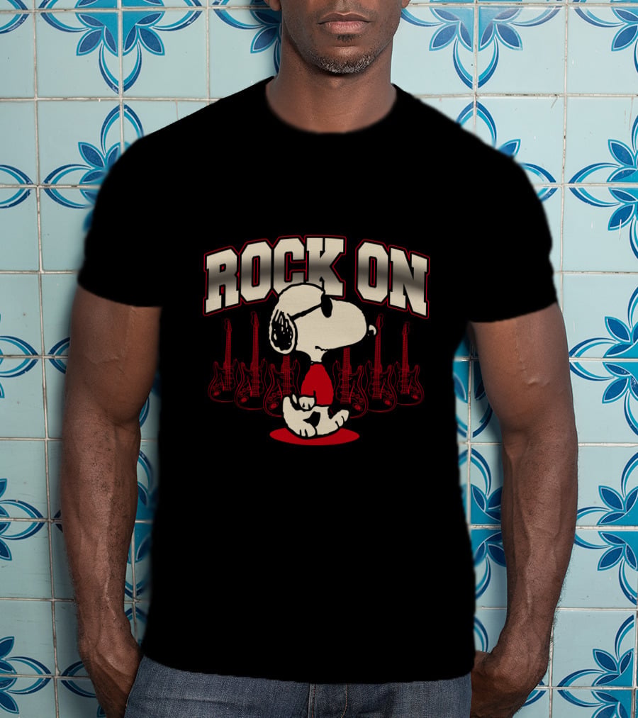 Snoopy Rock On With Guitar Backdrop T-Shirt