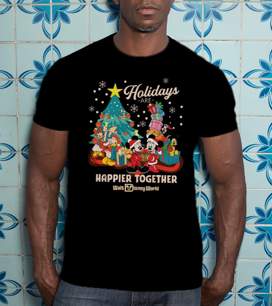 Walt Disney World Holidays Are Happier Together Mickey Minnie Christmas Tree T-Shirt
