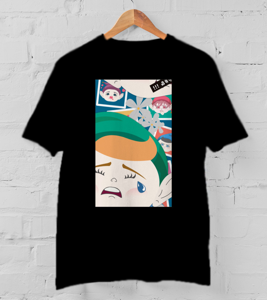All Out Weeping Piximoji With Floral Background And Expressive Faces T-Shirt