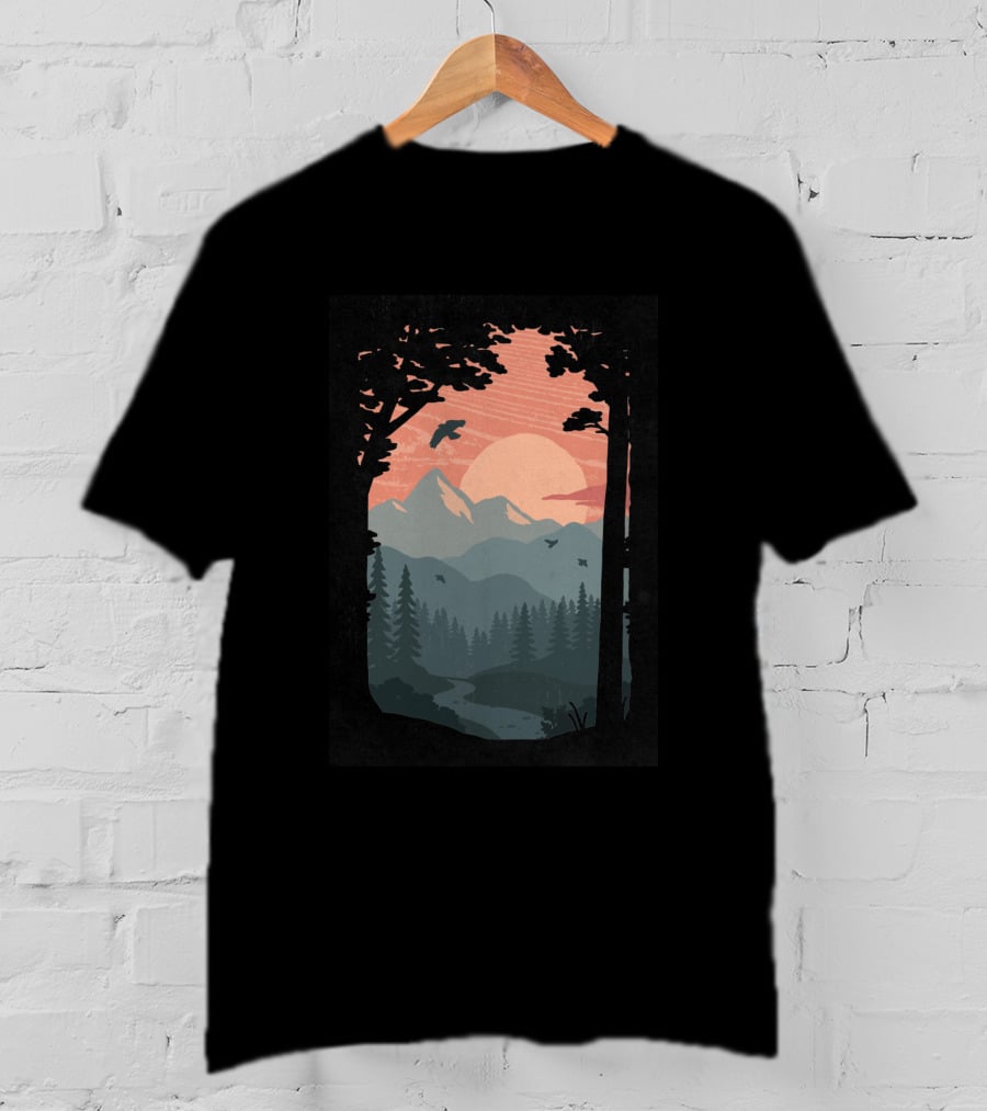 Along The Trail Sunset Mountain Landscape 860555 T-Shirt