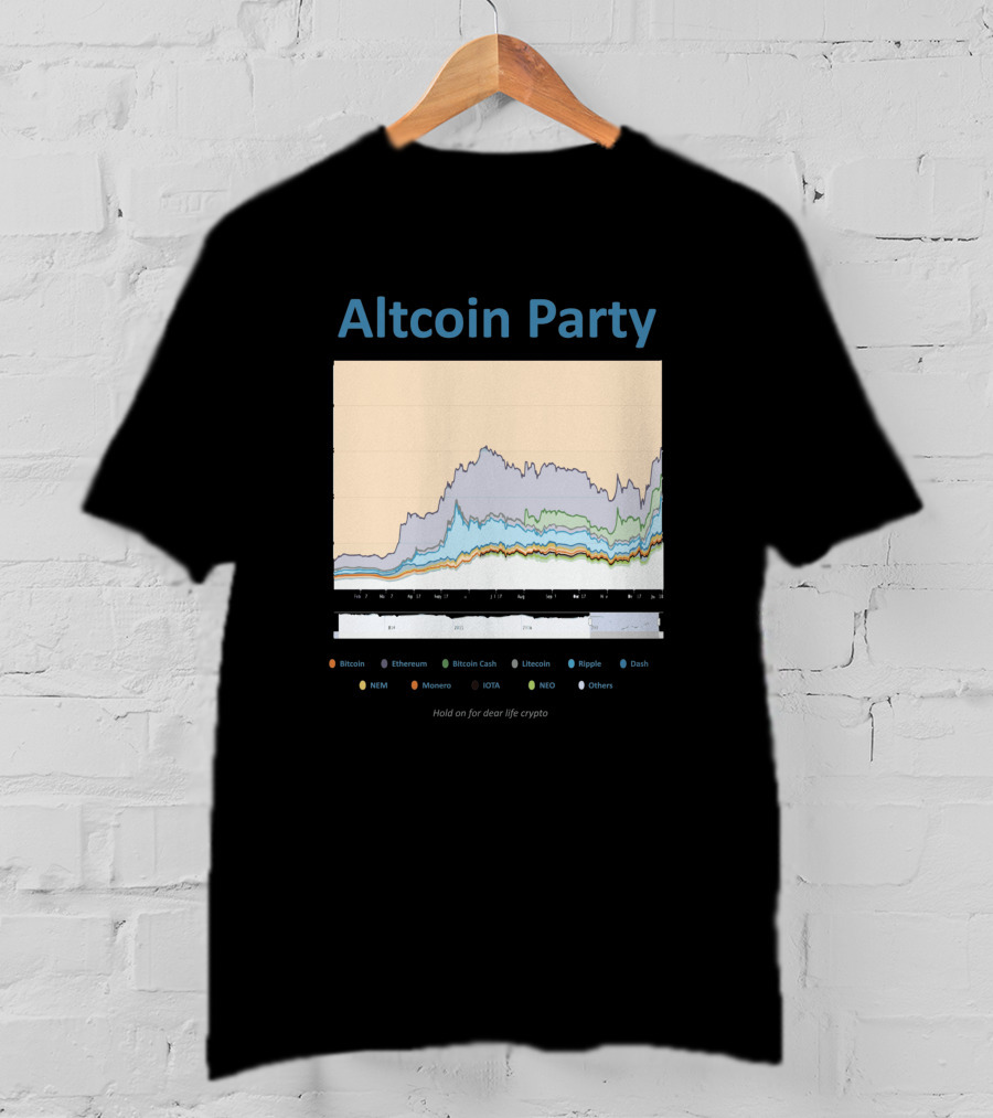 Altcoin Party Hold On For Dear Life Crypto Chart Featuring Bitcoin Ethereum Ripple NEO T-Shirt