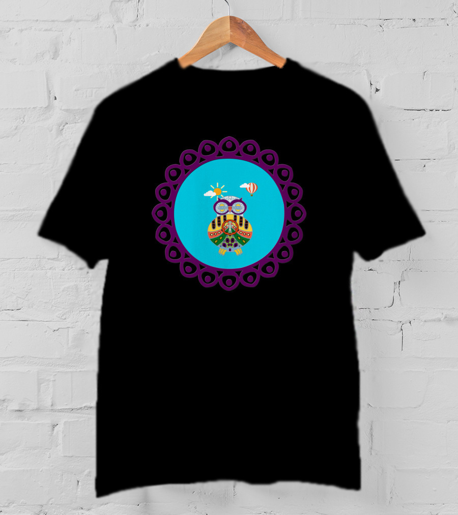 An Ornate Owl Sun Balloon Purple Circle 1402864 T-Shirt