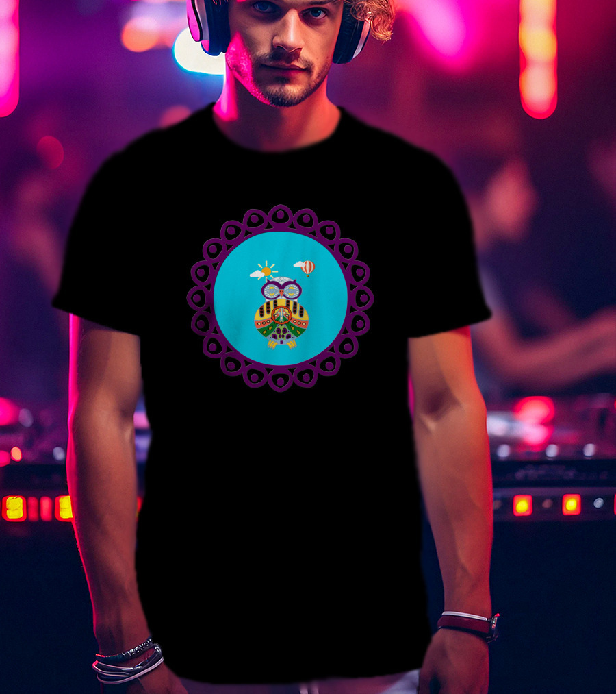 An Ornate Owl Sun Balloon Purple Circle 1402864 T-Shirt