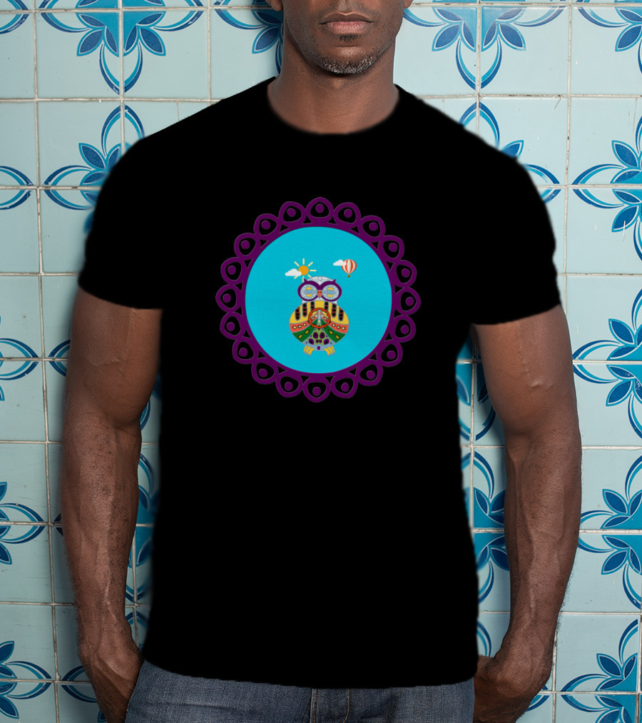 An Ornate Owl Sun Balloon Purple Circle 1402864 T-Shirt