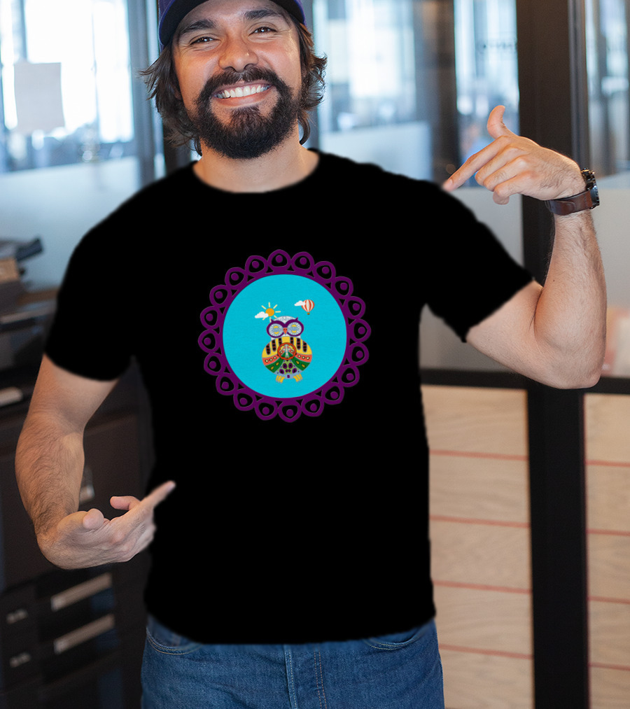 An Ornate Owl Sun Balloon Purple Circle 1402864 T-Shirt