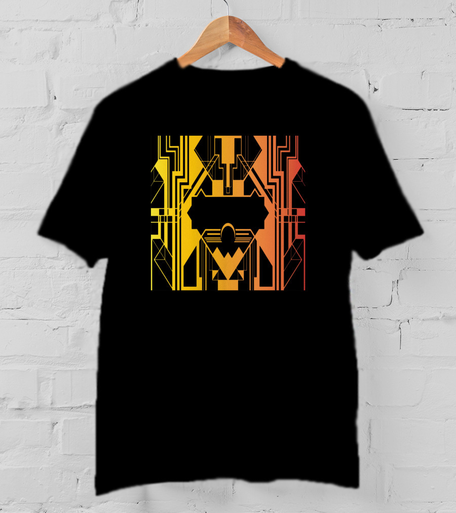 Ar Deco Geometric 444595 Black Orange Yellow T-Shirt