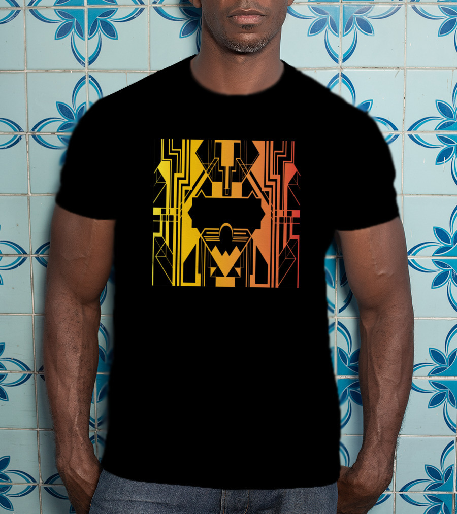 Ar Deco Geometric 444595 Black Orange Yellow T-Shirt