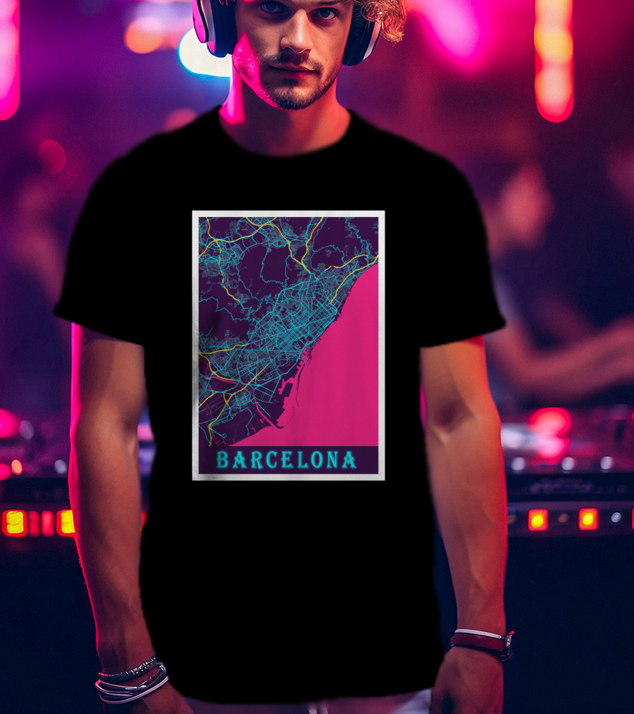 Barcelona Neon City Map 1670368 T-Shirt