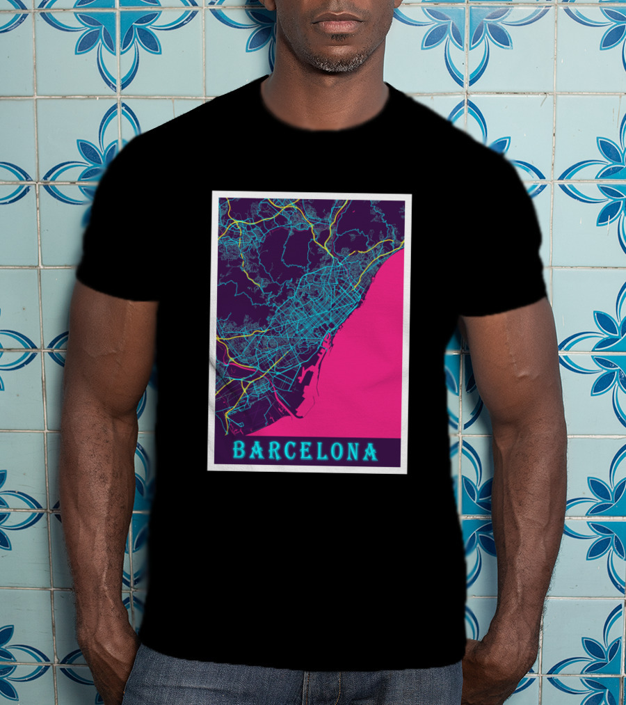 Barcelona Neon City Map 1670368 T-Shirt