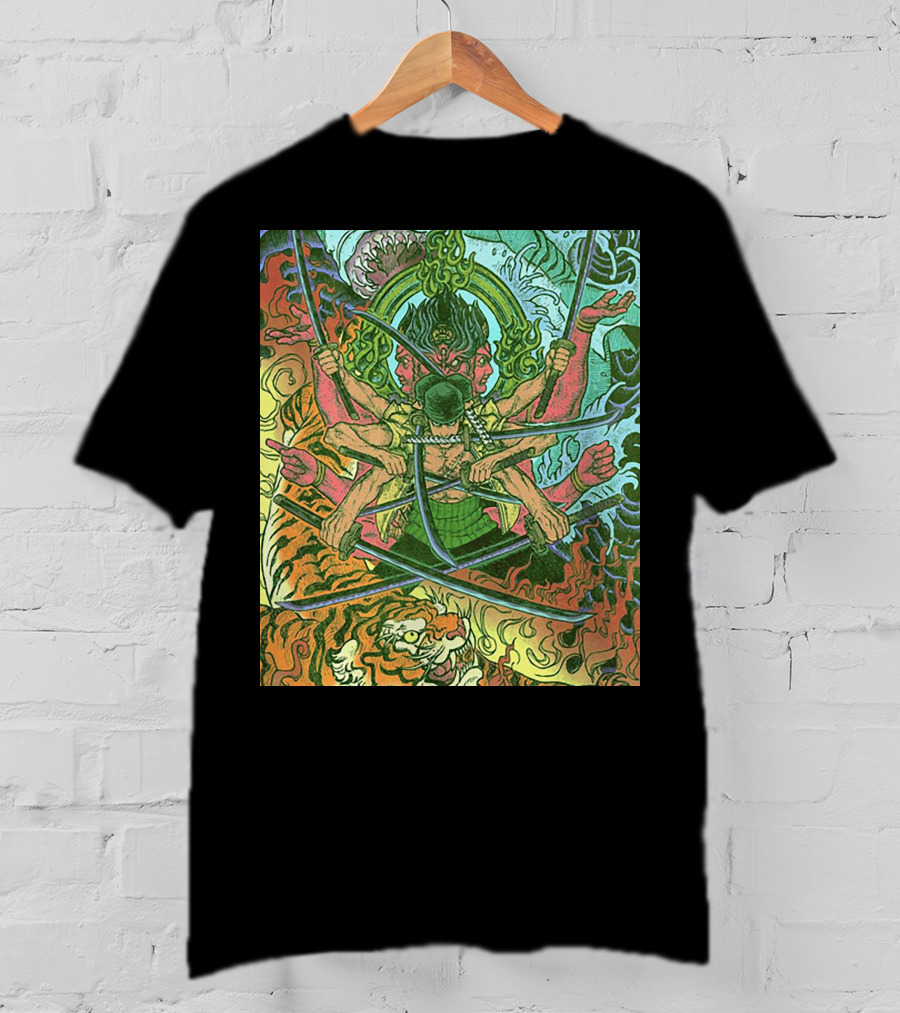 One Piece Roronoa Zoro Asura Concept Colors Of Fury T-Shirt