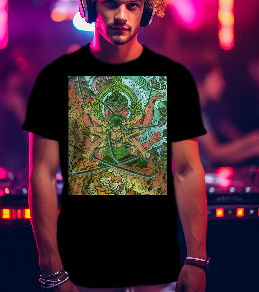 One Piece Roronoa Zoro Asura Concept Colors Of Fury T-Shirt