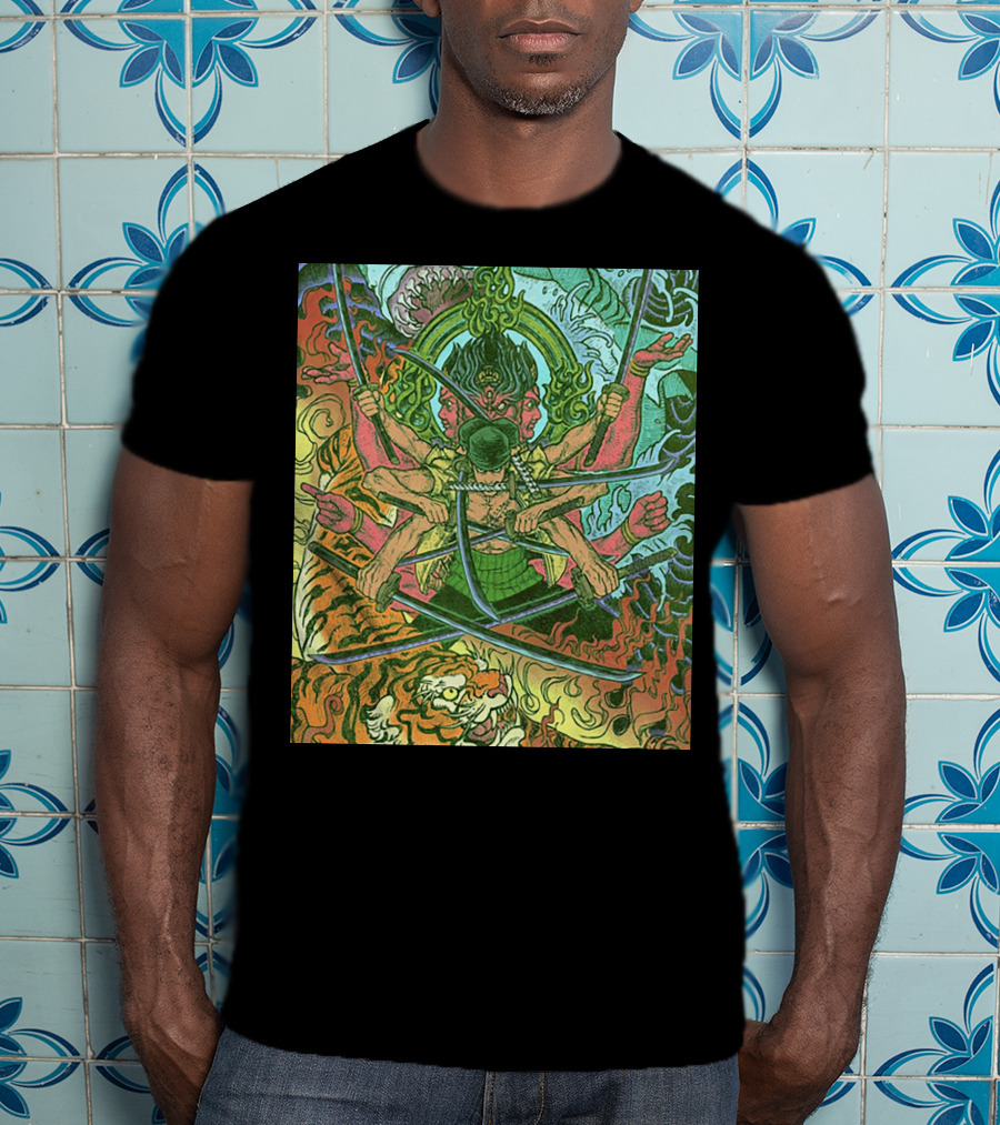 One Piece Roronoa Zoro Asura Concept Colors Of Fury T-Shirt