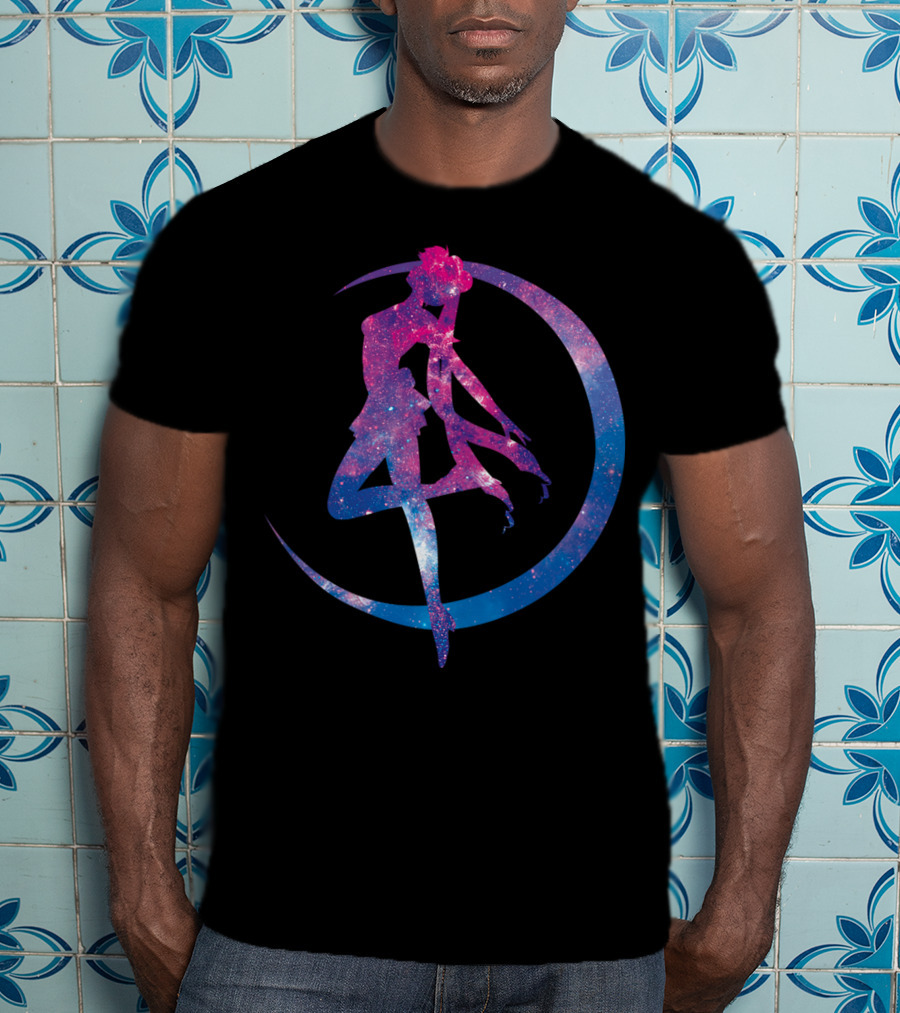 Sailor Moon Galaxy Silhouette Lunar Pose T-Shirt