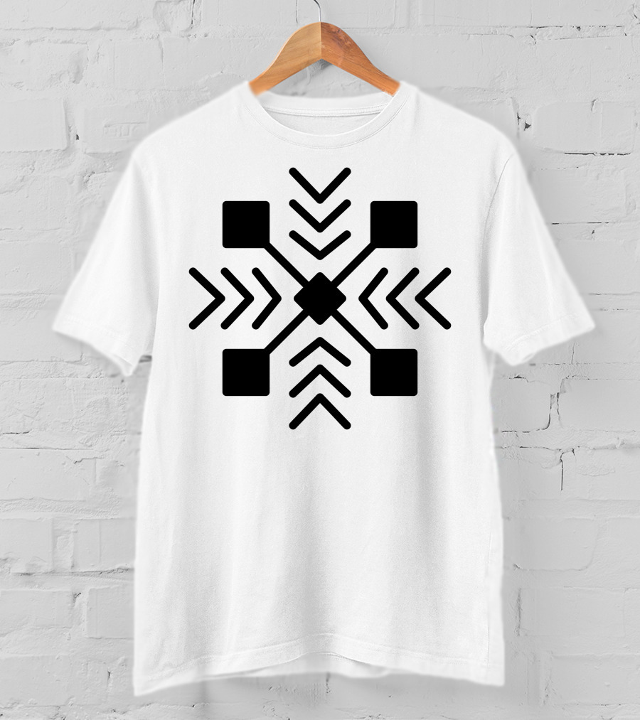 Tribal Symbols Adinkra Crossed Double Arrows Square Motif T-Shirt