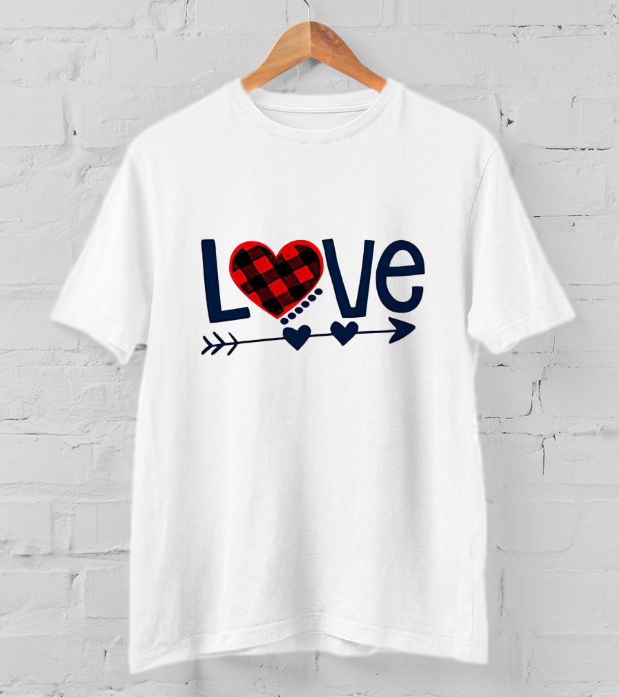 Love Arrow Plaid Heart And Hearts On Arrow T-Shirt