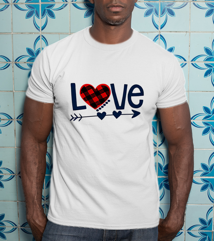 Love Arrow Plaid Heart And Hearts On Arrow T-Shirt