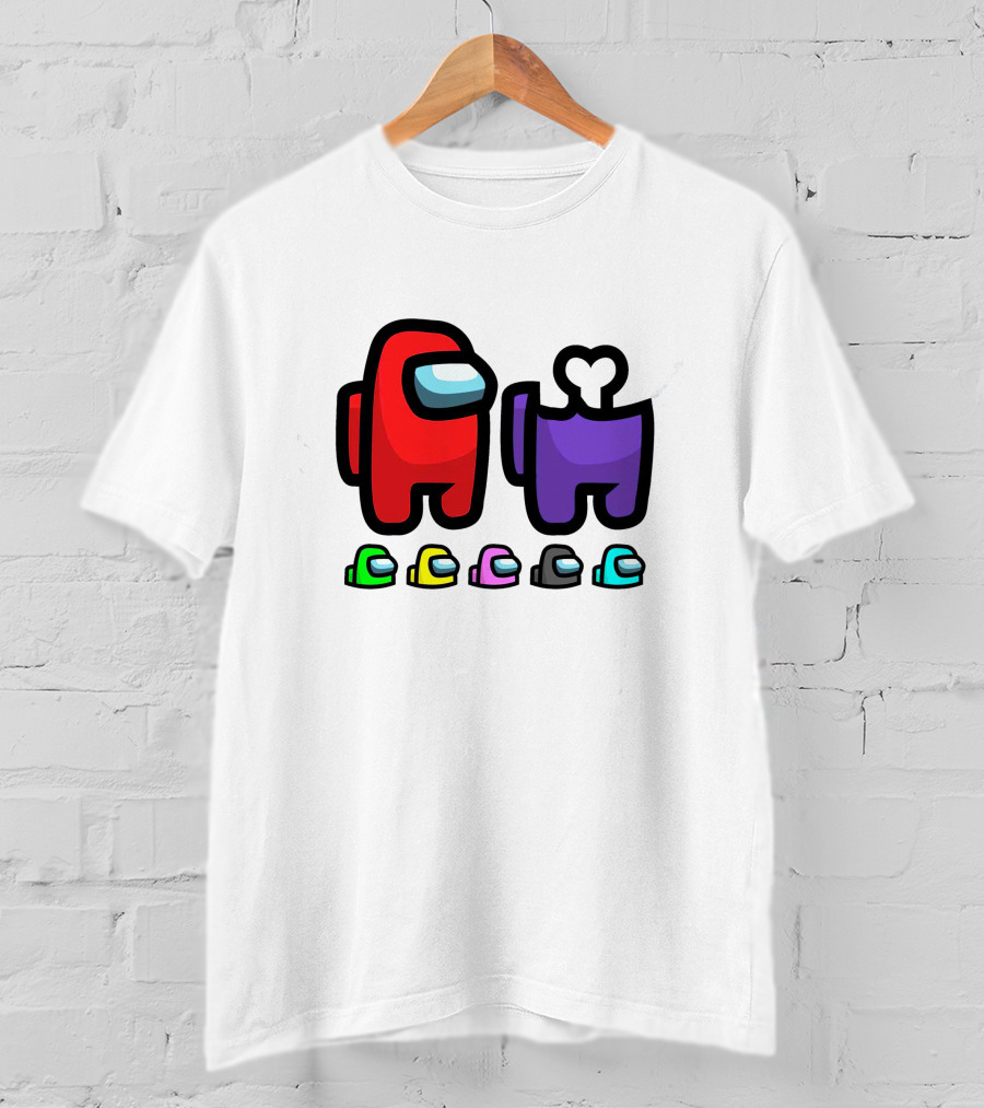 Among Us Crewmates And Dead Body Colors Red Purple Green Blue Yellow Pink Black T-Shirt