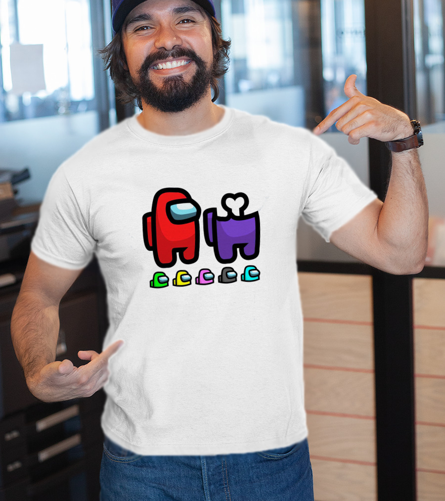Among Us Crewmates And Dead Body Colors Red Purple Green Blue Yellow Pink Black T-Shirt