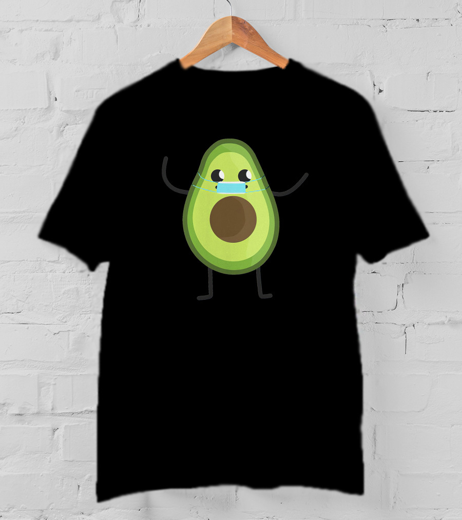 Avogato Avocado Wearing Mask Cute Fruit Character T-Shirt
