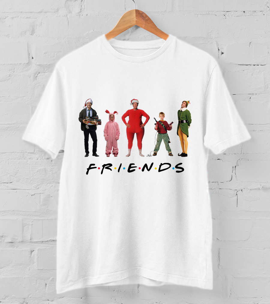 Friends Christmas Santa Bunny Pajamas Elf BB Gun T-Shirt