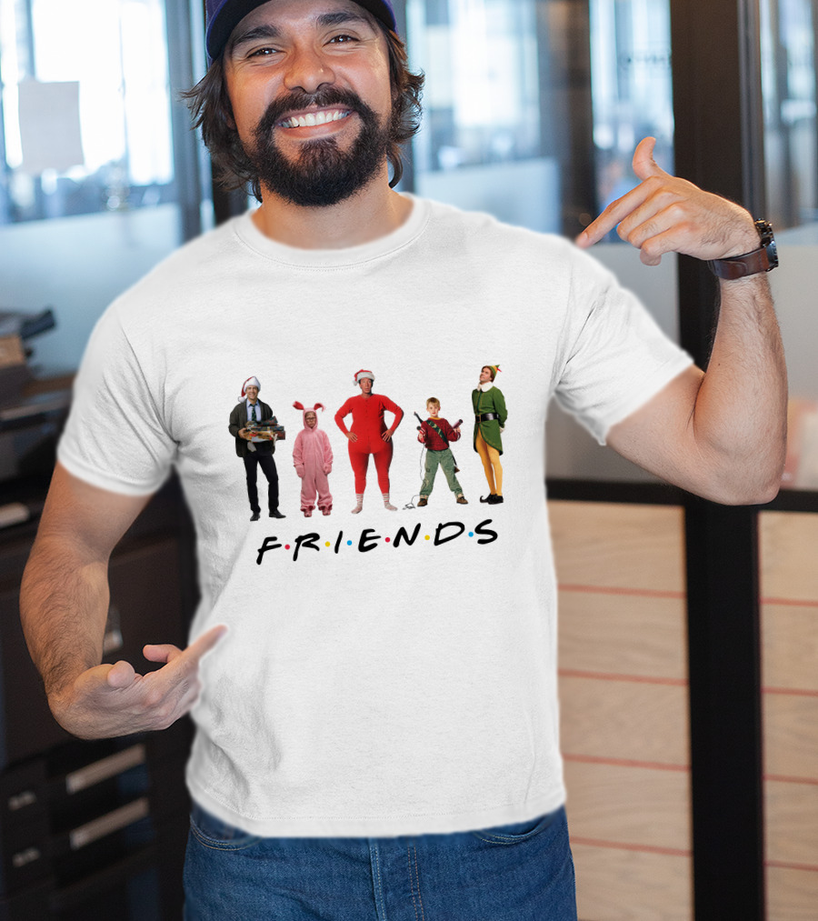 Friends Christmas Santa Bunny Pajamas Elf BB Gun T-Shirt