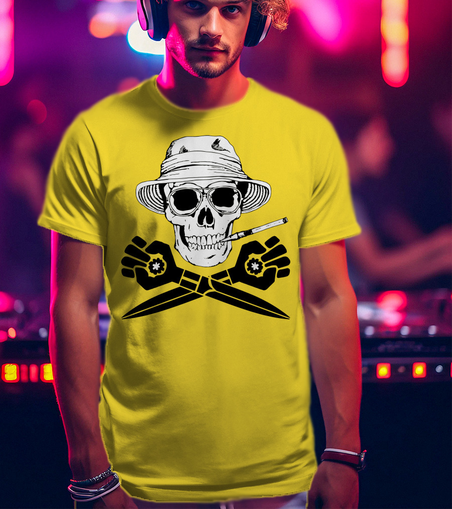 Fear And Loathing Skull With Gonzo Fist And Cigarette T-Shirt