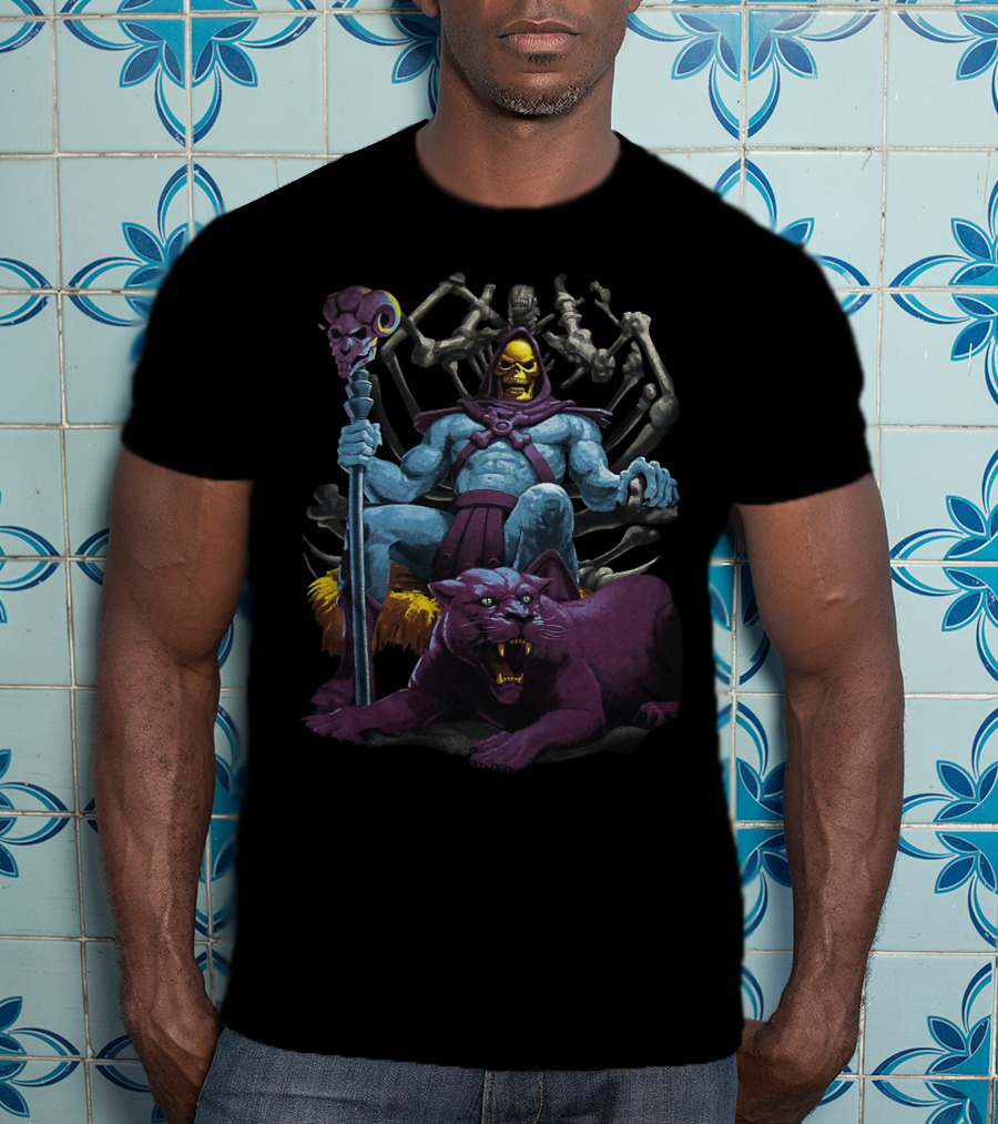 Masters Of The Universe Skeletor With Panther And Bone Throne T-Shirt