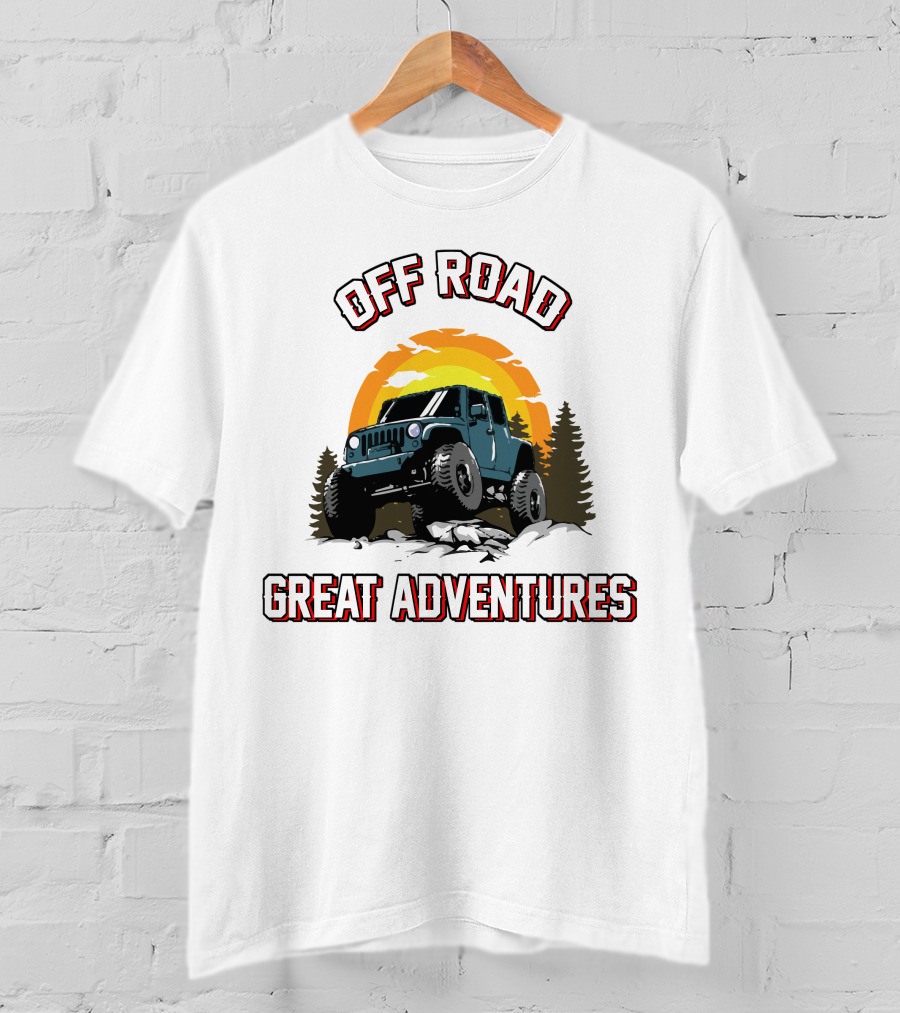 OFF ROAD GREAT ADVENTURES SUNSET JEEP ROCKS FOREST T-Shirt