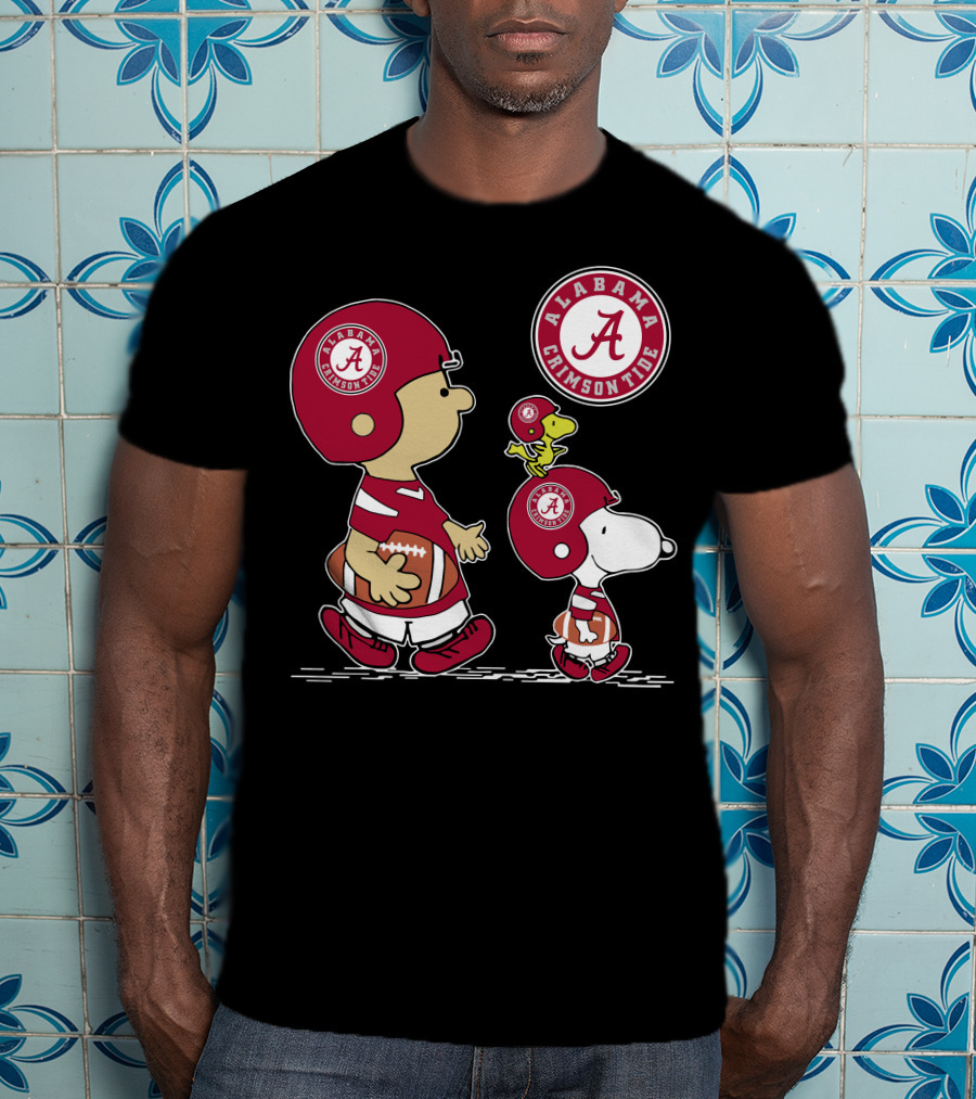Alabama Crimson Tide Football Peanuts Characters Woodstock And Snoopy T-Shirt