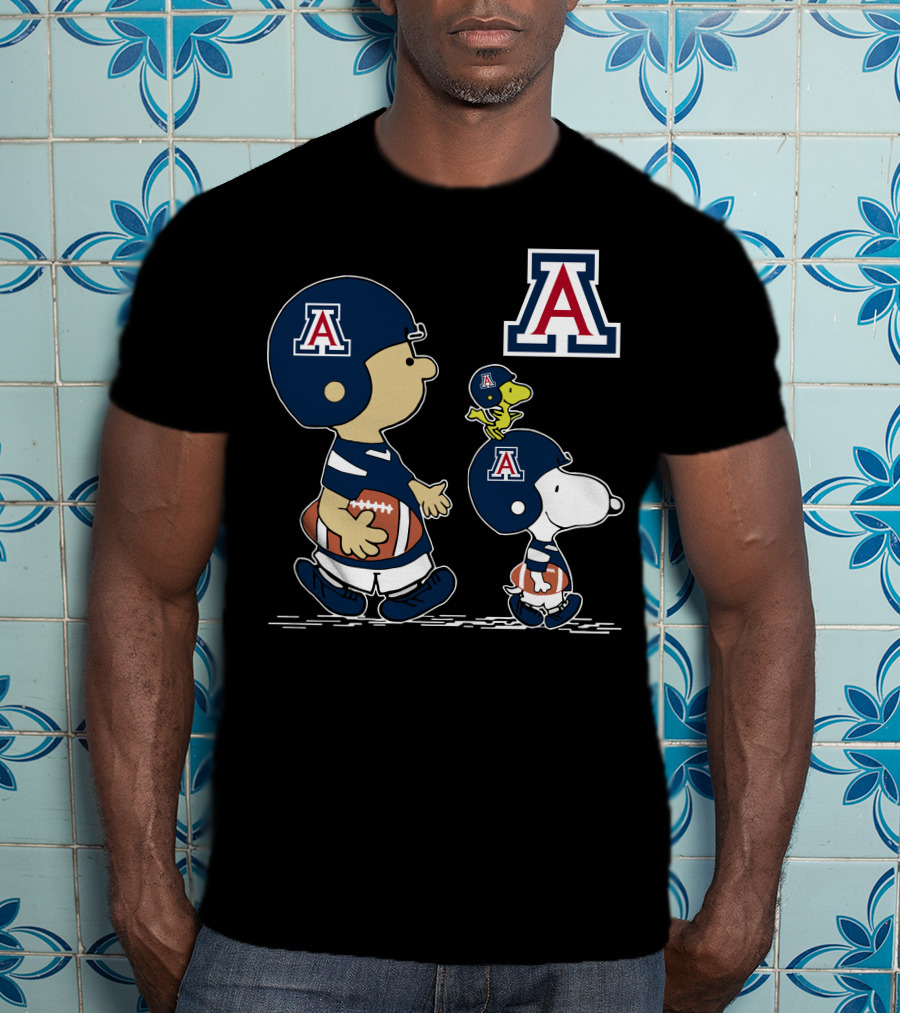 Arizona Wildcats Peanuts Characters Football Helmets T-Shirt