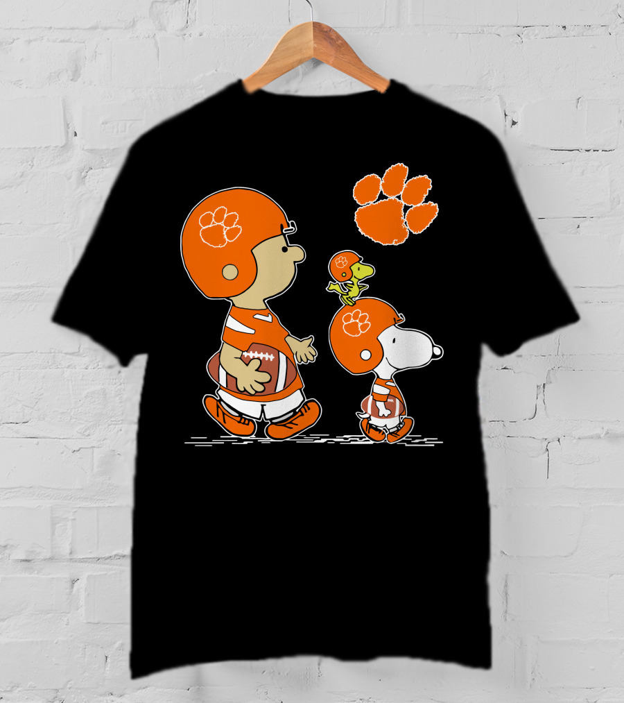 Clemson Tigers Football Cartoon Characters With Paw Prints T-Shirt