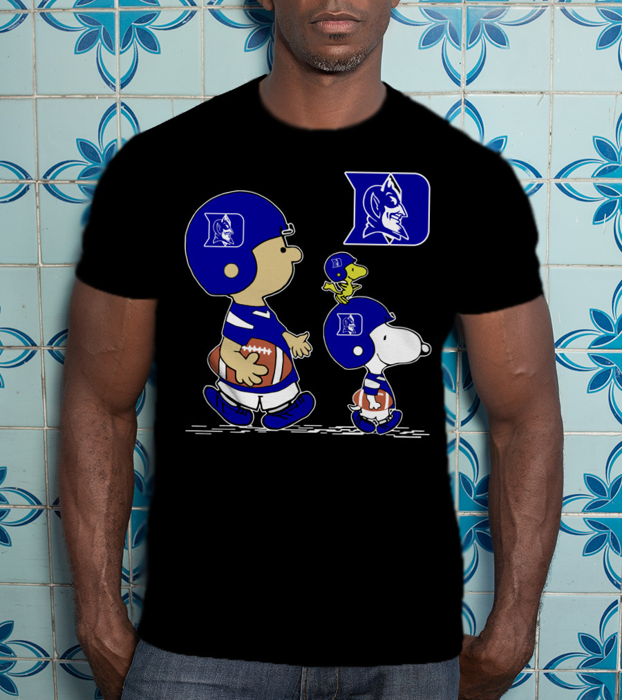 Duke Blue Devils Peanuts Characters Football Helmets T-Shirt
