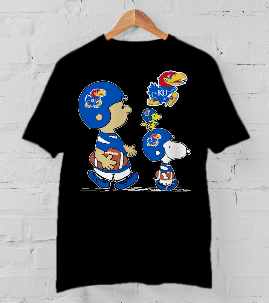 Kansas Jayhawks KU Football Peanuts Characters T-Shirt