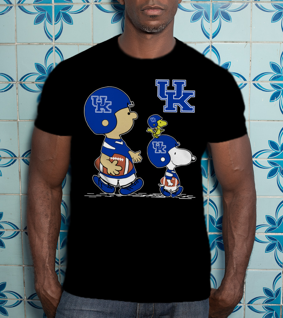 Kentucky Wildcats Peanuts Mascots Football Team Collaboration Snoopy Woodstock T-Shirt