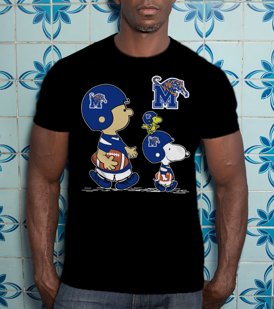 Memphis Tigers Football Peanuts Characters Charlie Brown And Snoopy T-Shirt