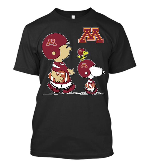 Minnesota Golden Gophers Charlie Brown Snoopy Football Player Helmets T-Shirt