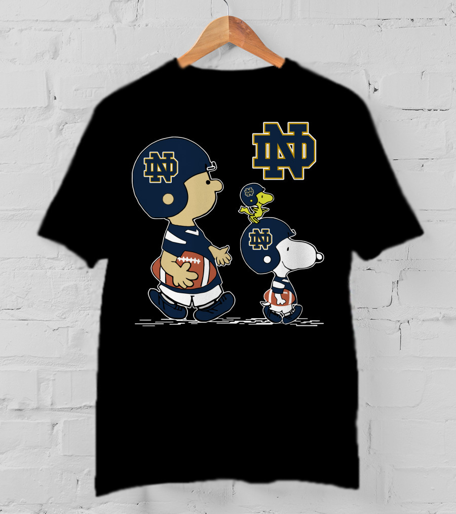 Notre Dame Fighting Irish Peanuts Characters Football Helmets ND T-Shirt